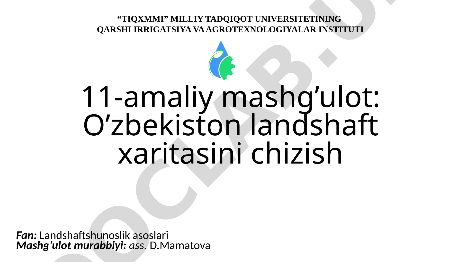 11-amaliy mashg’ulot: O’zbekiston landshaft xaritasini chizish