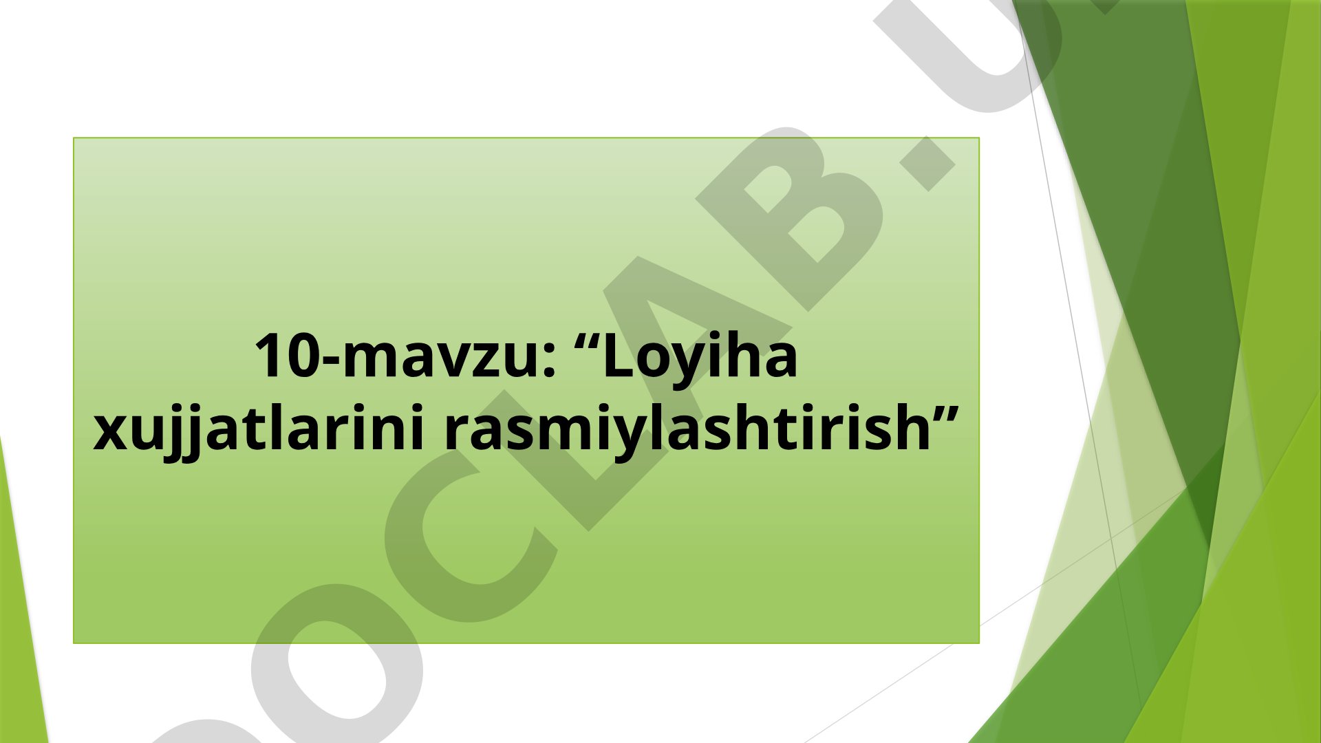 Loyiha hujjatlarini rasmiylashtirish: reja, fasad, qirqim, legenda va spetsifikatsiyalar