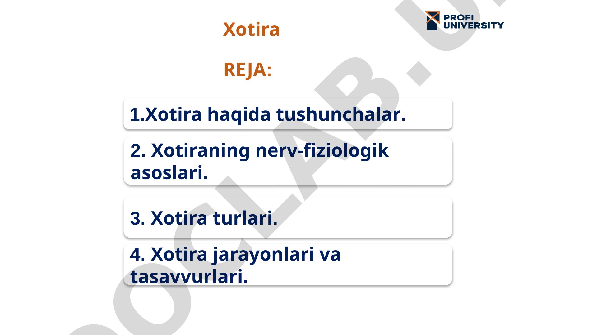 Xotira haqida tushunchalar va uning turlari