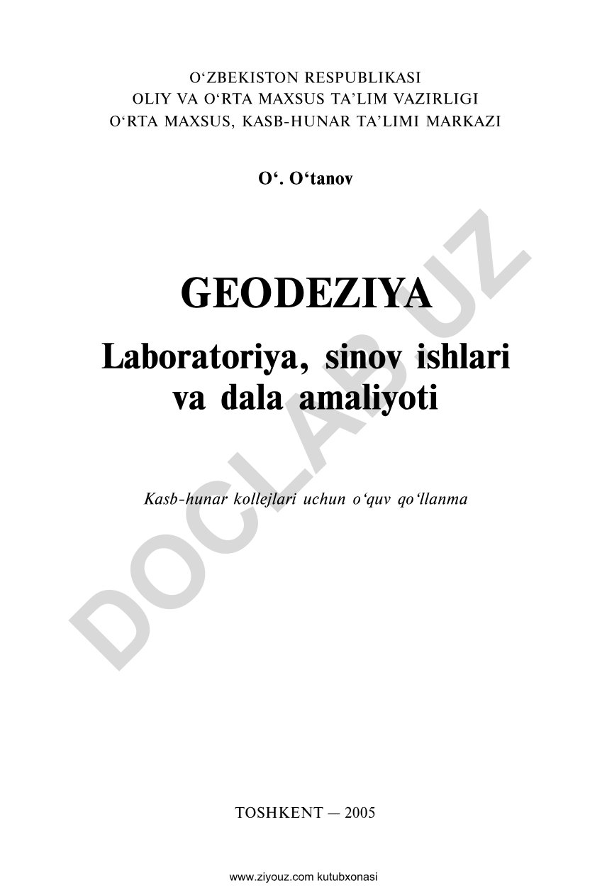 Geodeziya laboratoriya, sinov ishlari va dala amaliyoti