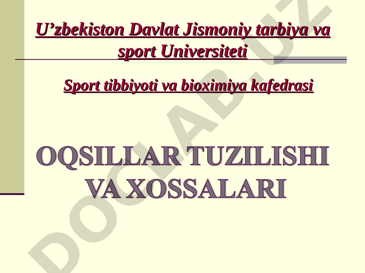Oqsillarning kimyoviy tarkibi, tuzilishi va funksiyalari