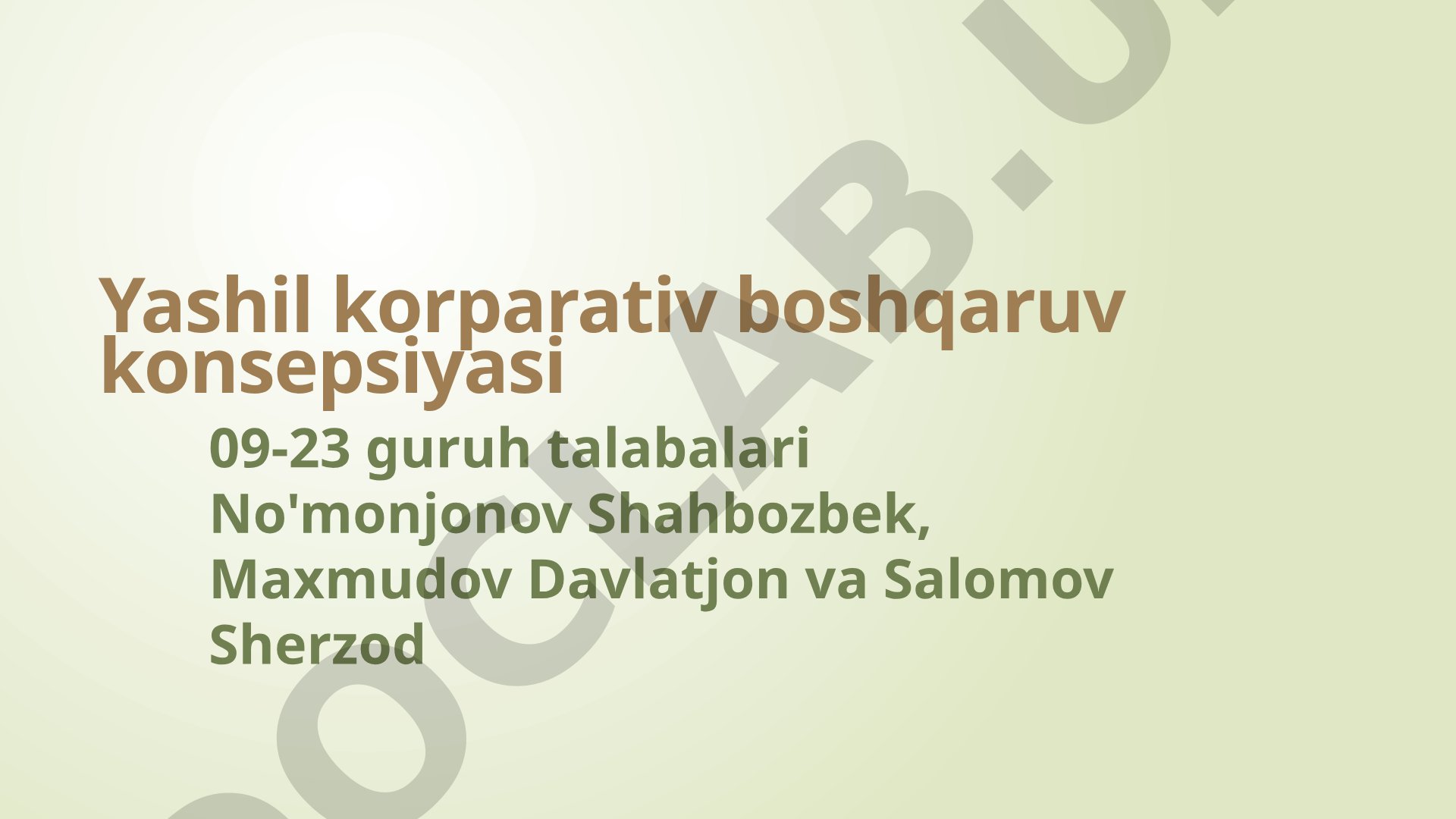 Yashil korparativ boshqaruv konsepsiyasi