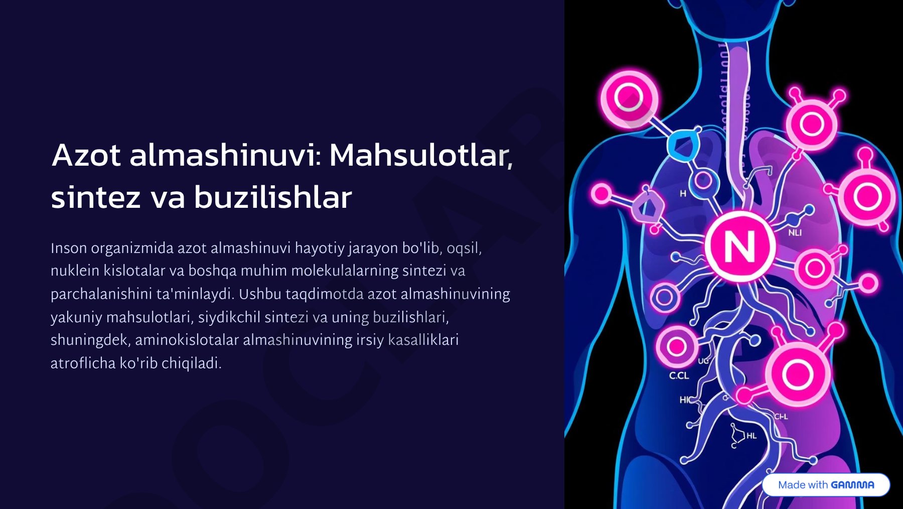 Azot almashinuvi: Mahsulotlar, sintez va buzilishlar