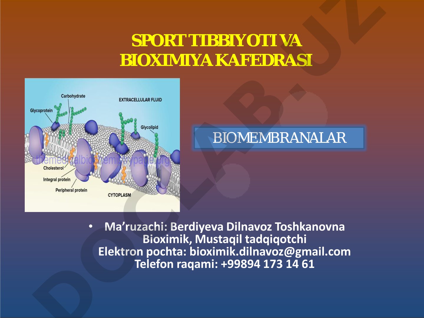 Biologik membranalarning tuzilishi, funksiyalari va turlari haqida ma'lumot