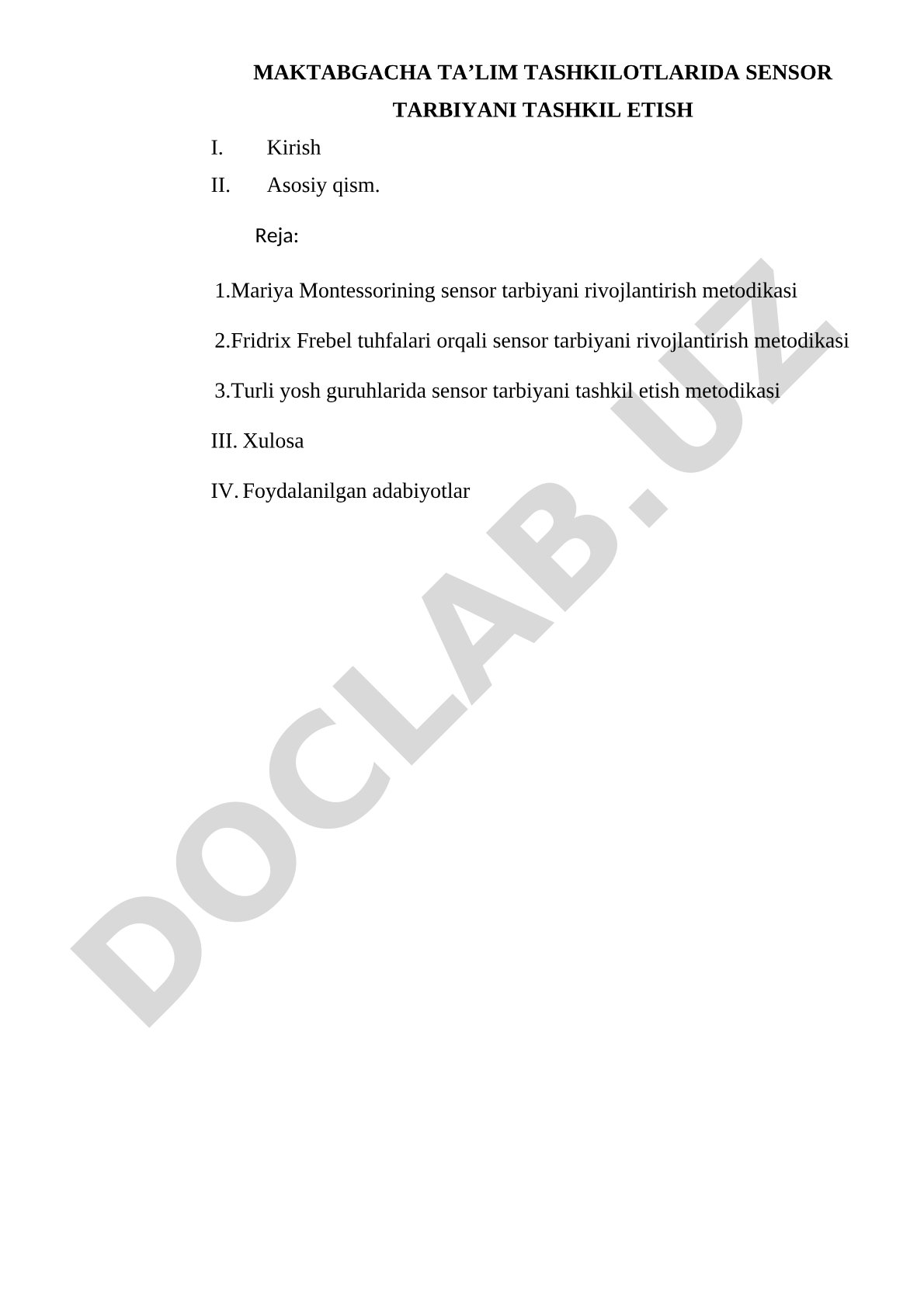 Maktabgacha ta’lim tashkilotlarida sensor tarbiyani tashkil etish