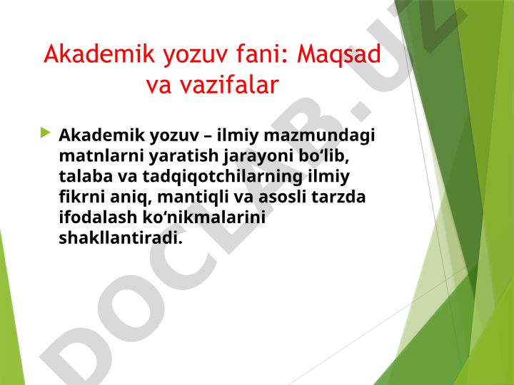 Akademik yozuv fani: Maqsad va vazifalar