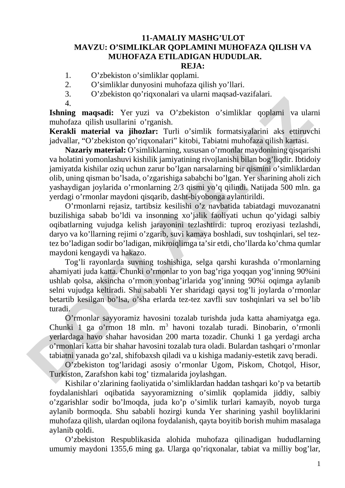 O'simliklar qoplamini muhofaza qilish va muhofaza etiladigan hududlar