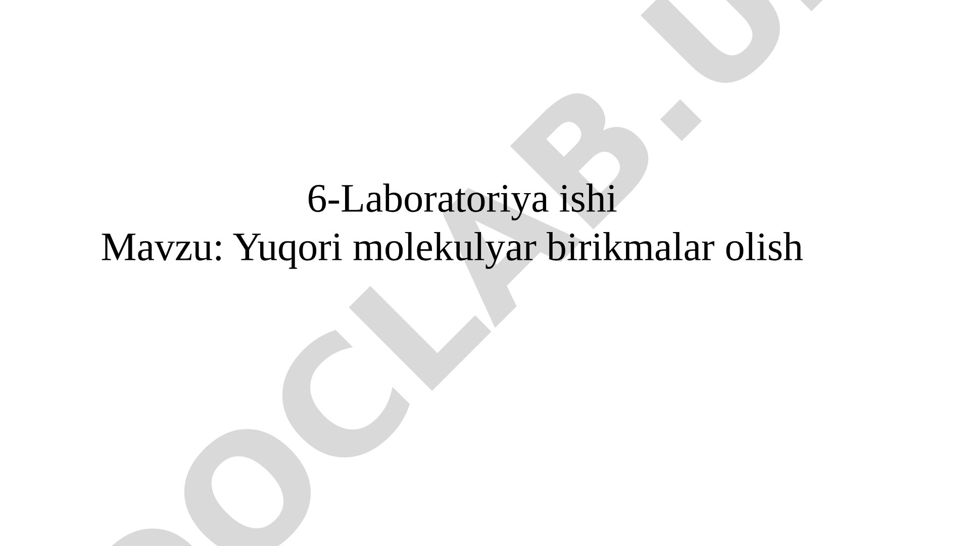 Yuqori molekulyar birikmalar olish