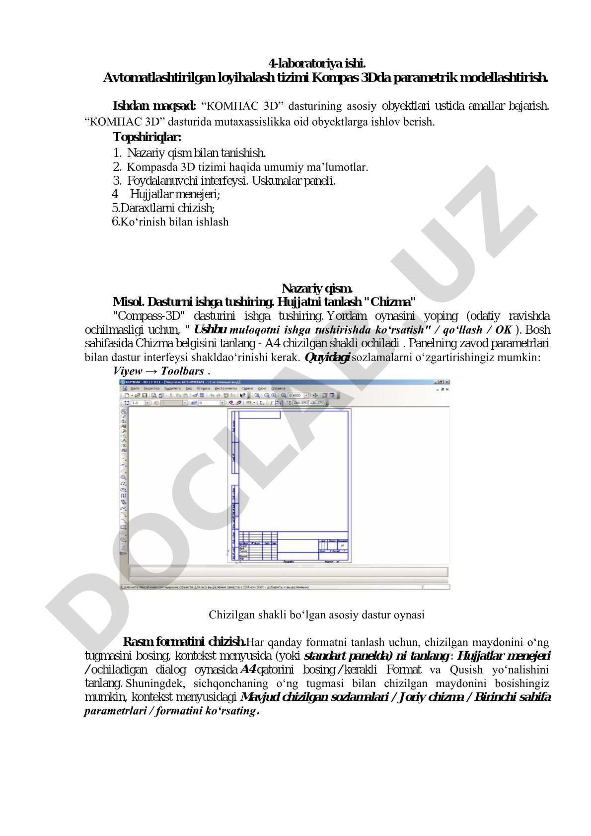 Avtomatlashtirilgan loyihalash tizimi Kompas 3Dda parametrik modellashtirish