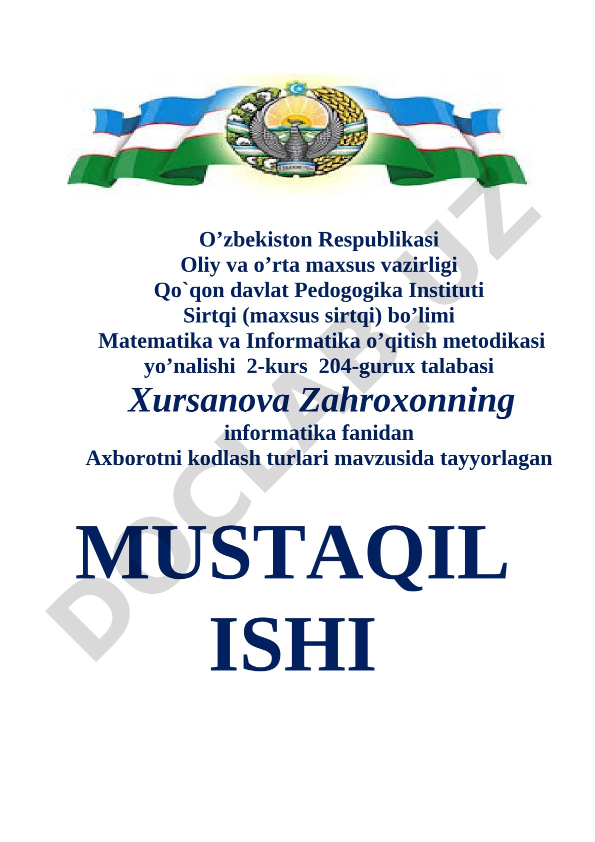 Axborotni kodlash turlari