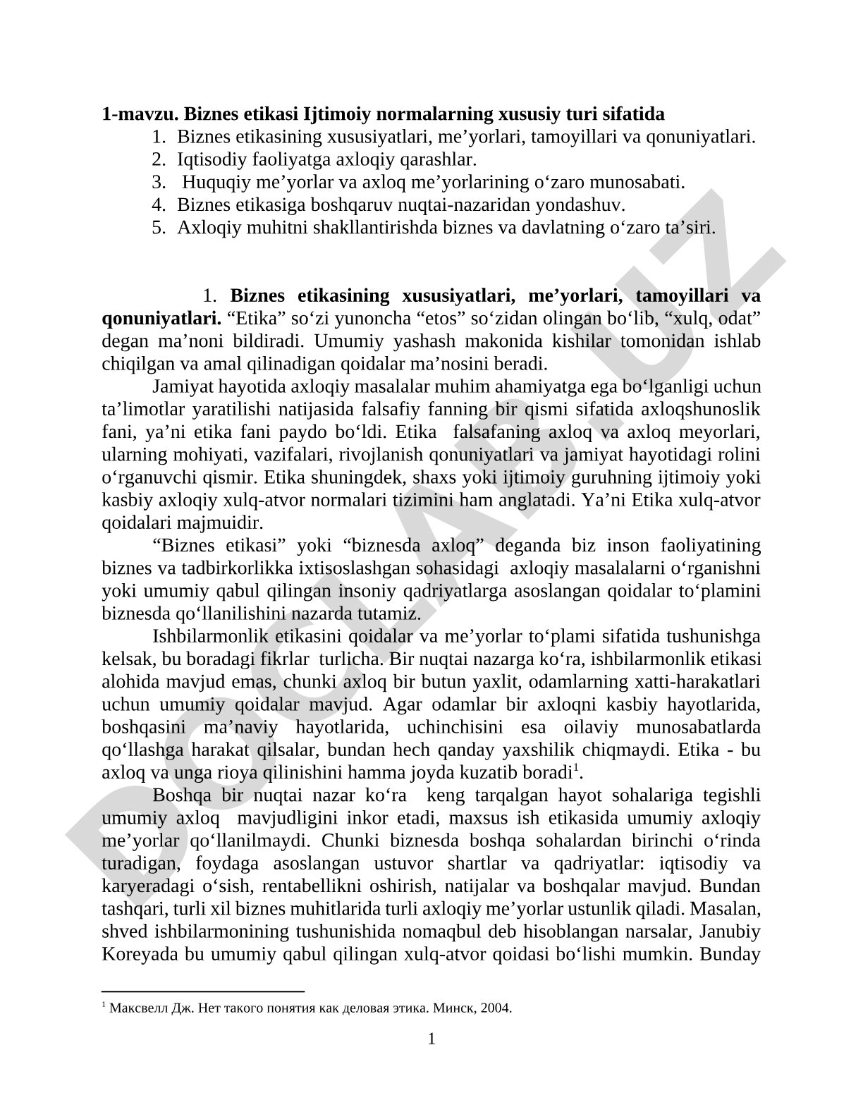 Biznes etikasi Ijtimoiy normalarning xususiy turi sifatida