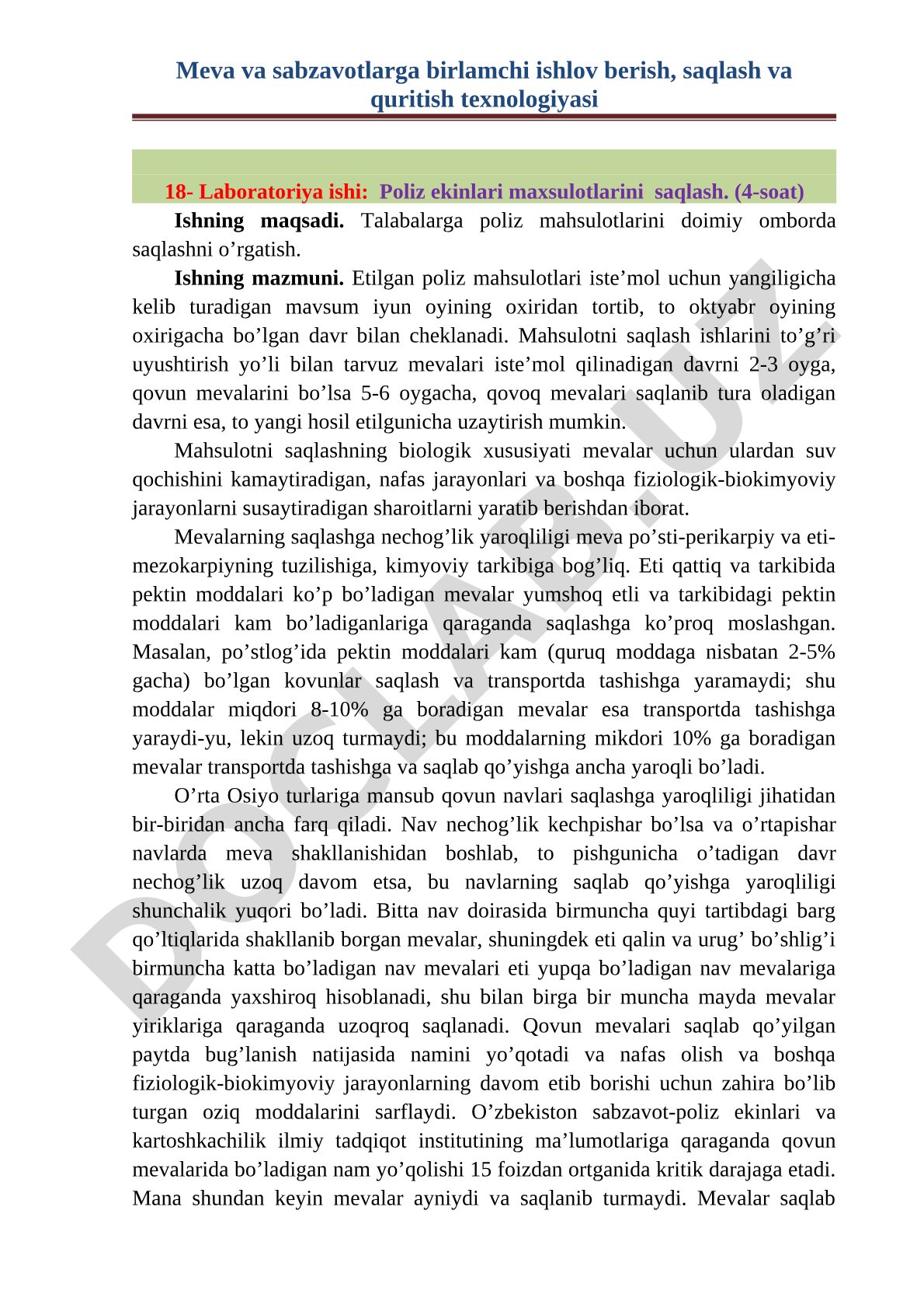 Poliz ekinlari mahsulotlarini saqlash