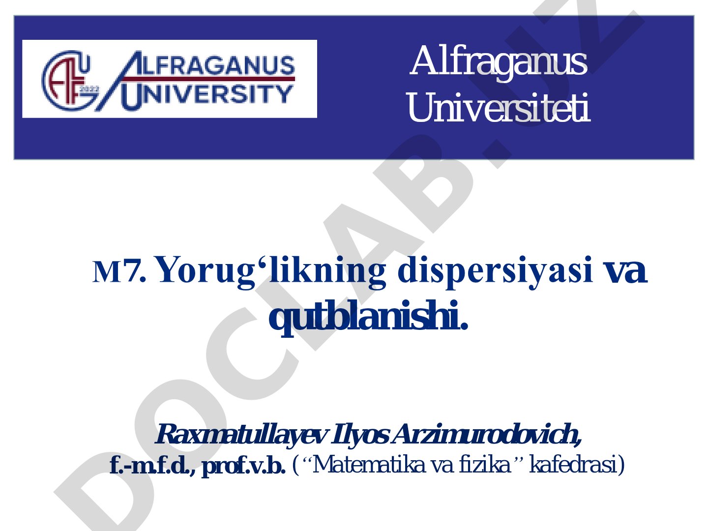Yorugʻlikning dispersiyasi va qutblanishi