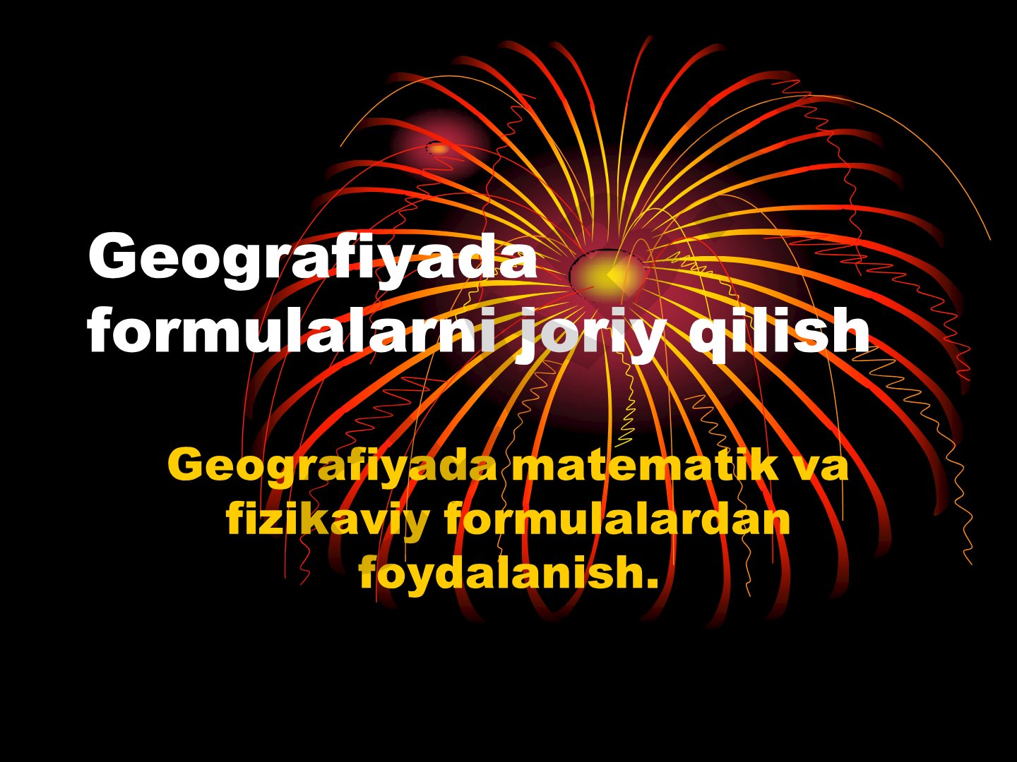 Geografiyada formulalarni joriy qilish