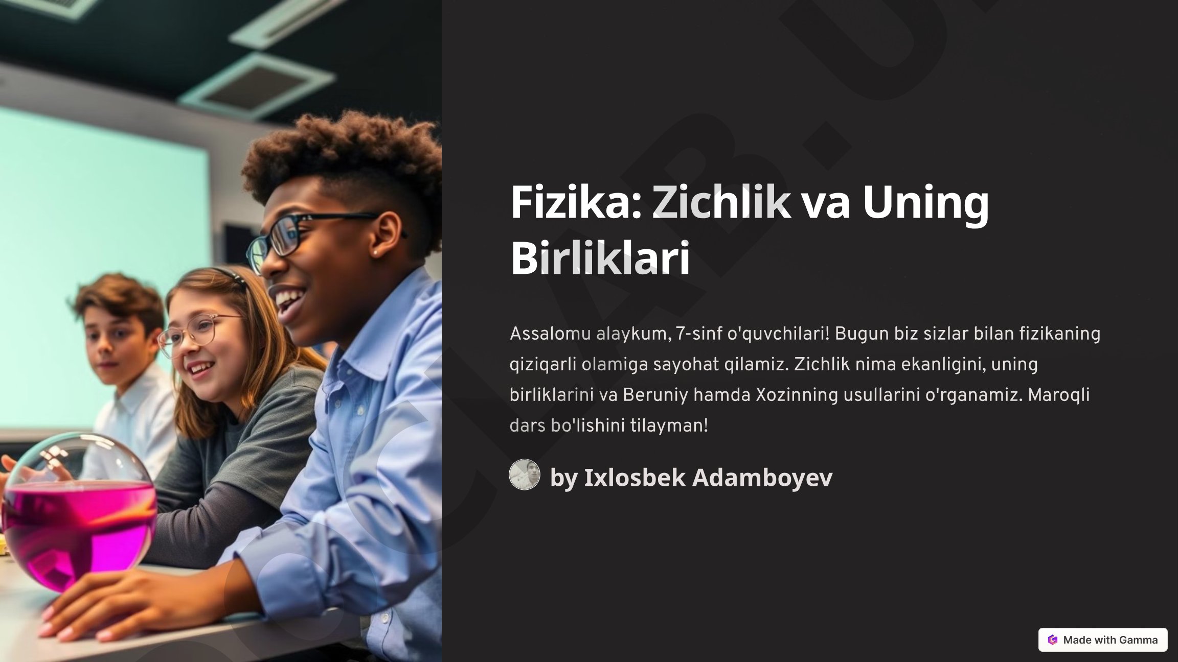 Fizika: Zichlik va Uning Birliklari