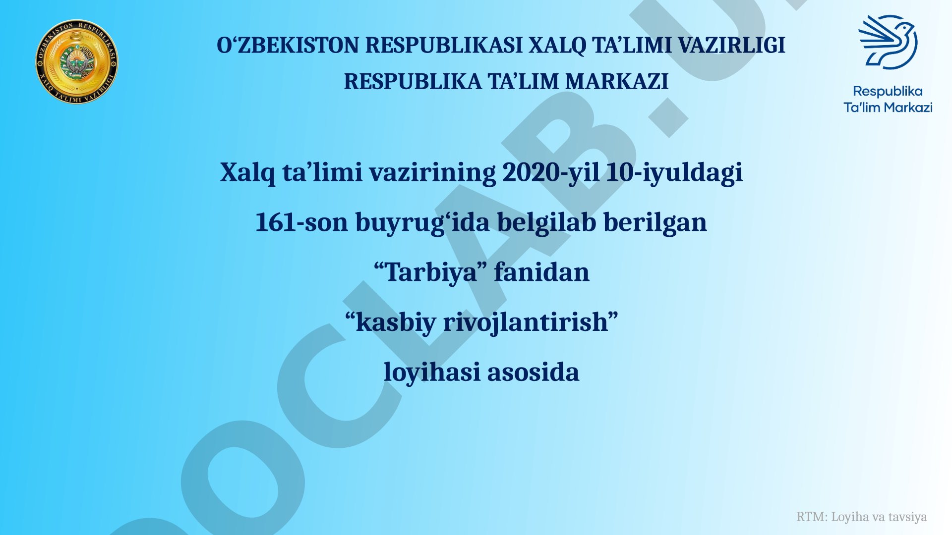 Tarbiya fanidan kasbiy rivojlantirish loyihasi