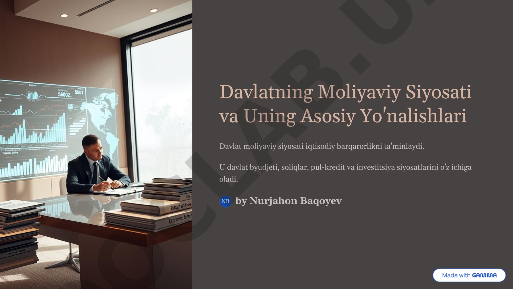 Davlatning Moliyaviy Siyosati va Uning Asosiy Yo'nalishlari