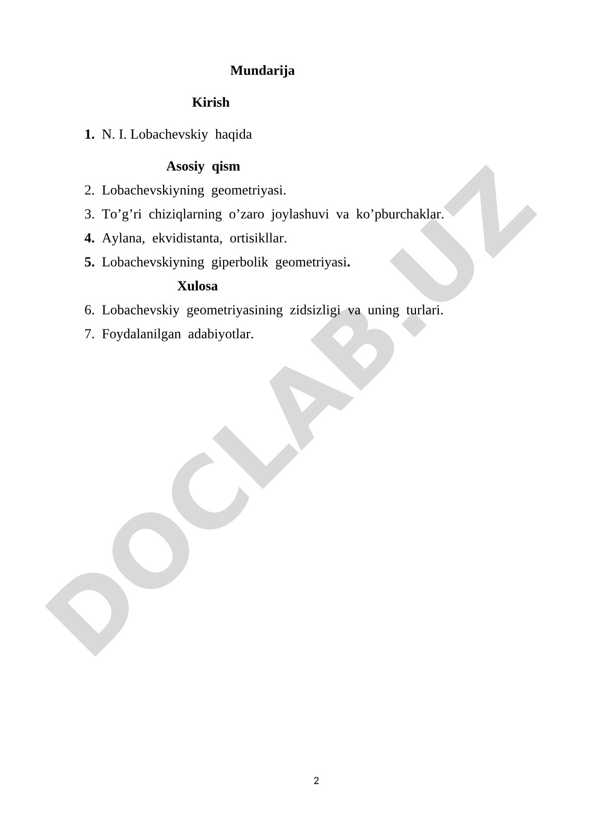 Nikolay Ivanovich Lobachevskiy va uning geometriyasi