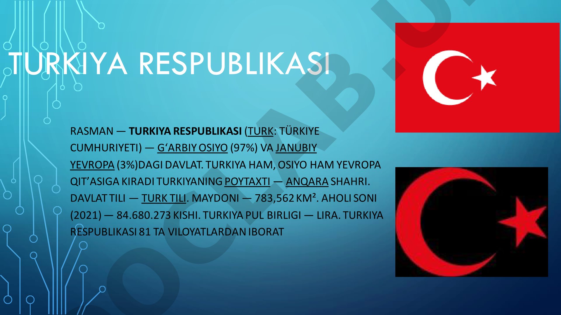 Turkiya Respublikasi haqida ma'lumot