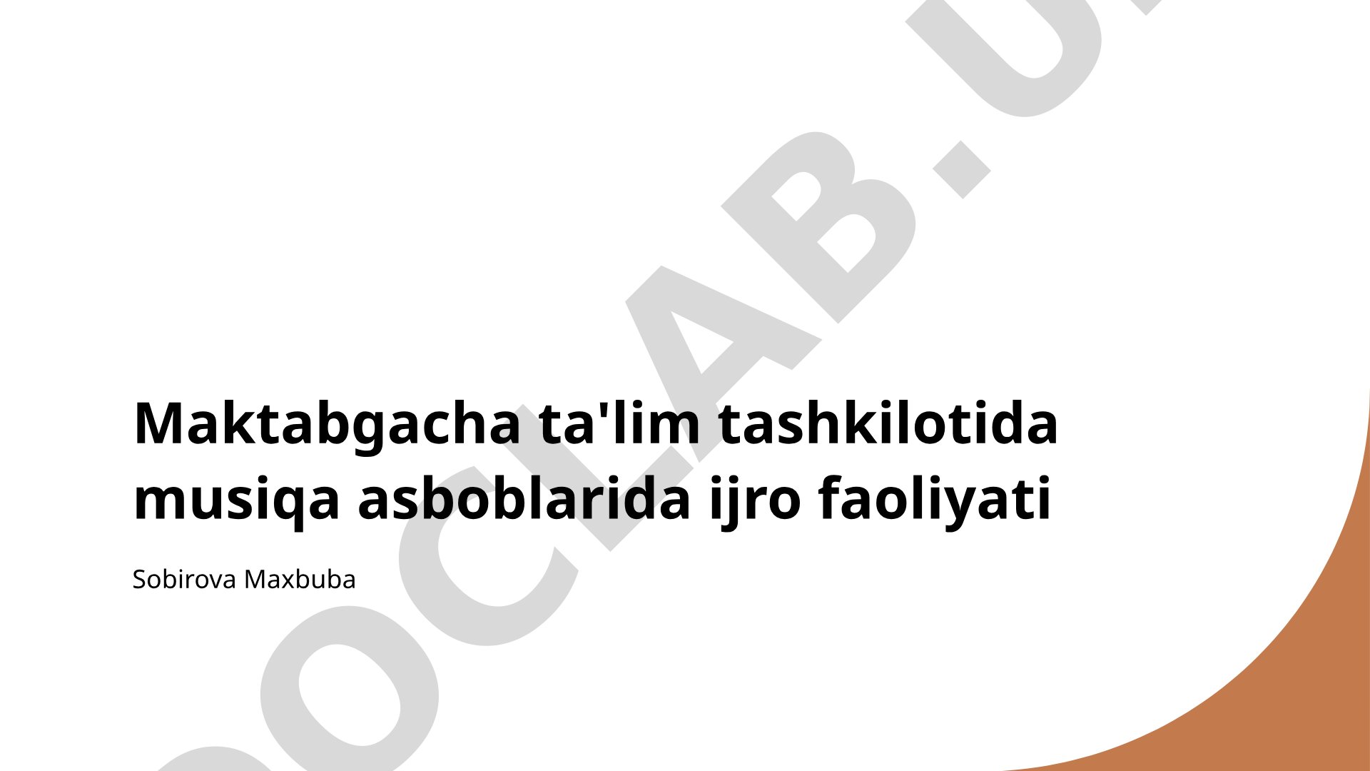 Maktabgacha ta'lim tashkilotida musiqa asboblarida ijro faoliyati