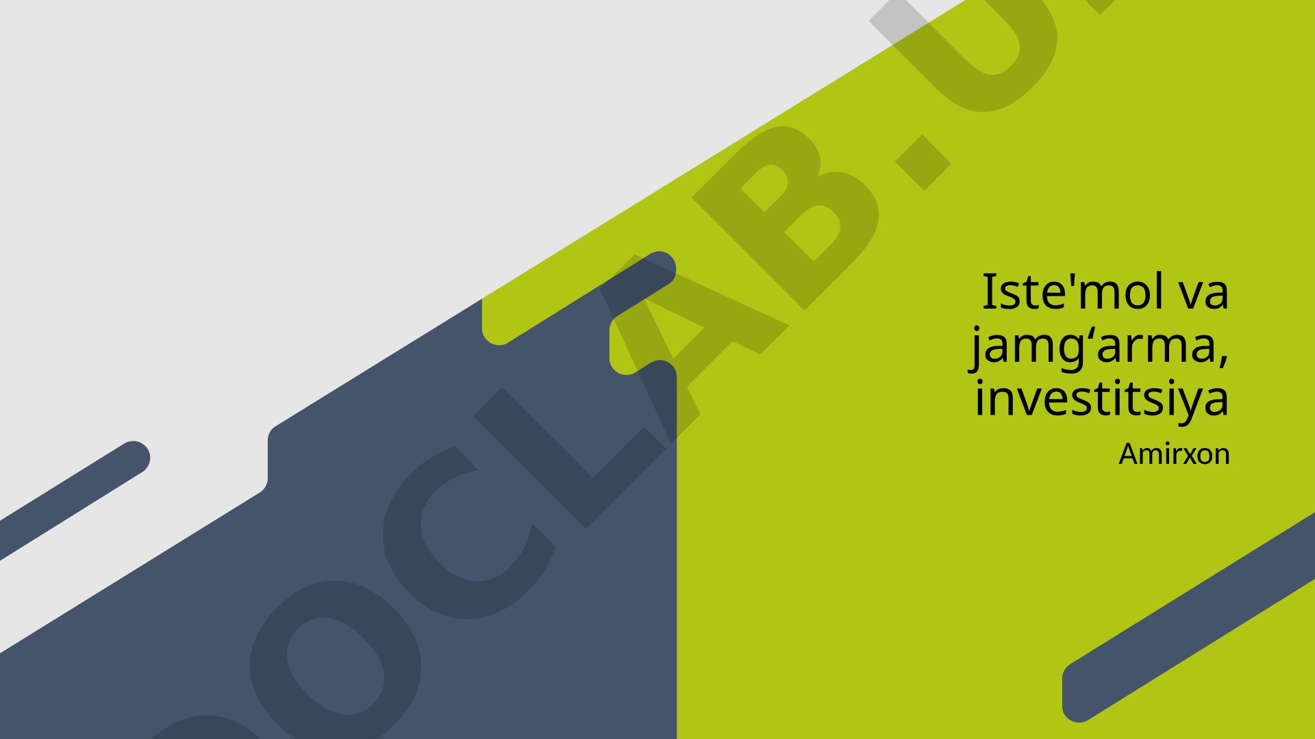 Iste'mol va jamg'arma, investitsiya