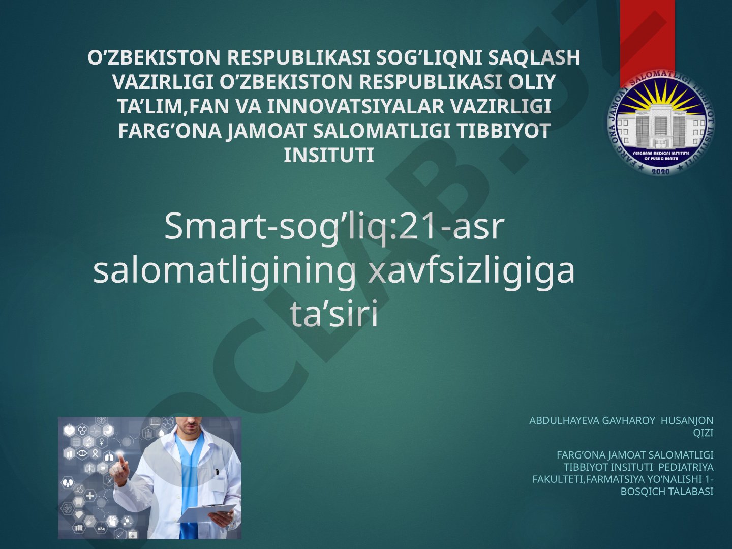 Smart-sog'liq: 21-asr salomatligining xavfsizligiga ta'siri