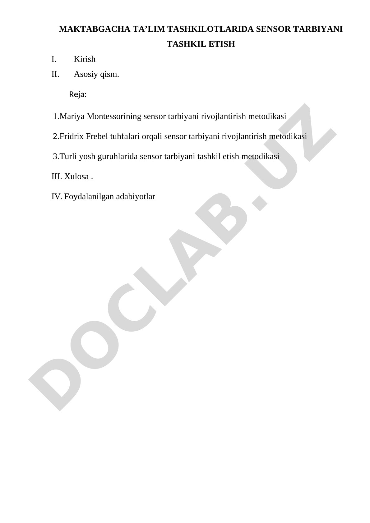Maktabgacha ta’lim tashkilotlarida sensor tarbiyani tashkil etish