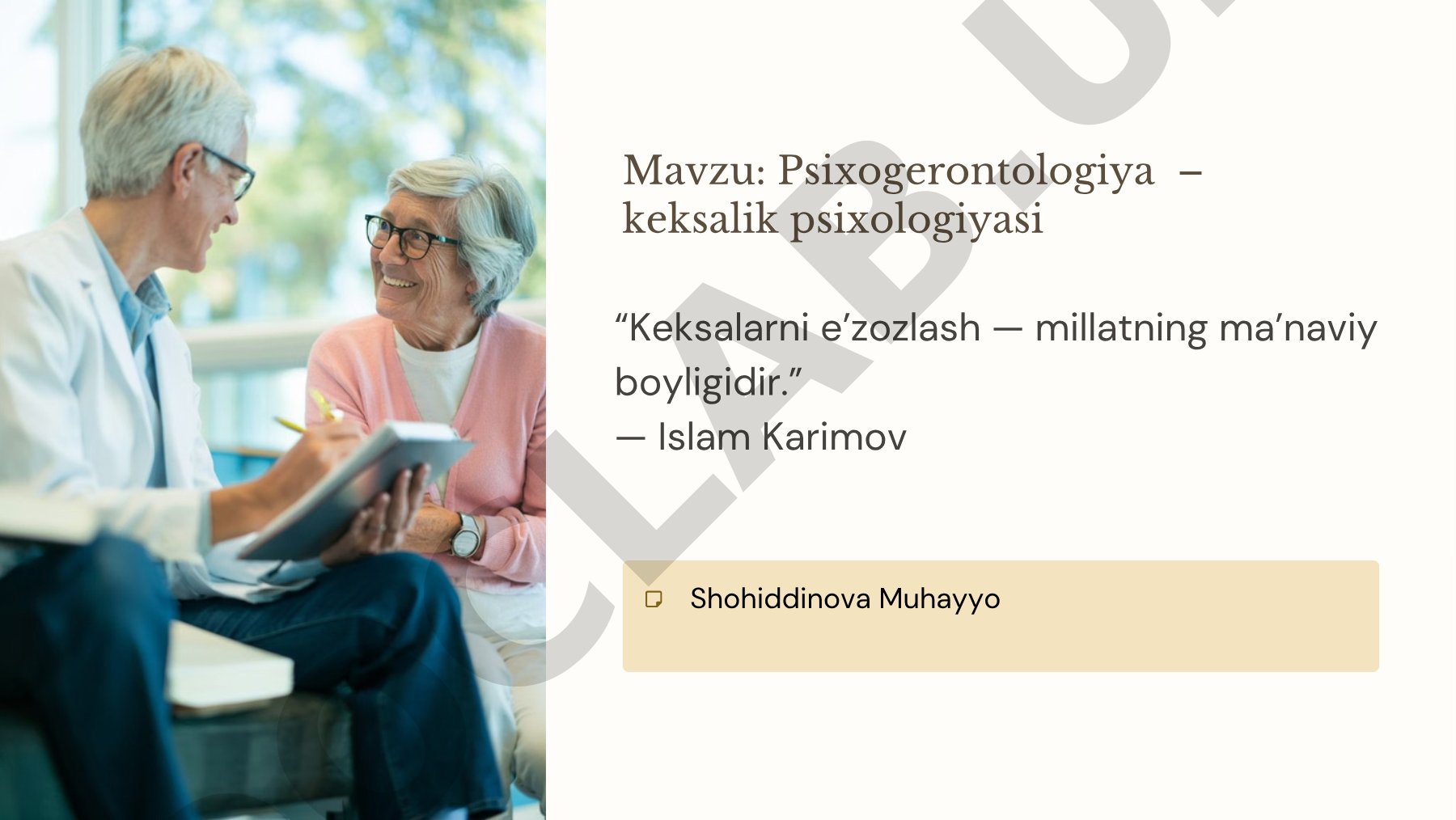 Psixogerontologiya – keksalik psixologiyasi