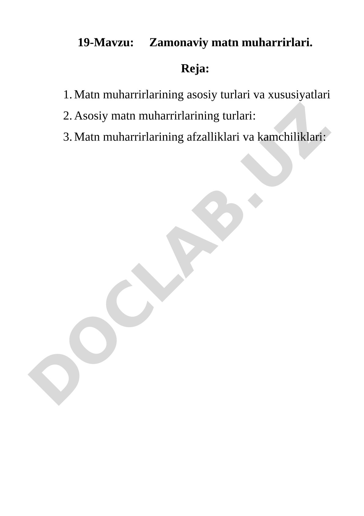 Matn muharrirlarining turlari, afzalliklari va kamchiliklari haqida ma'lumot