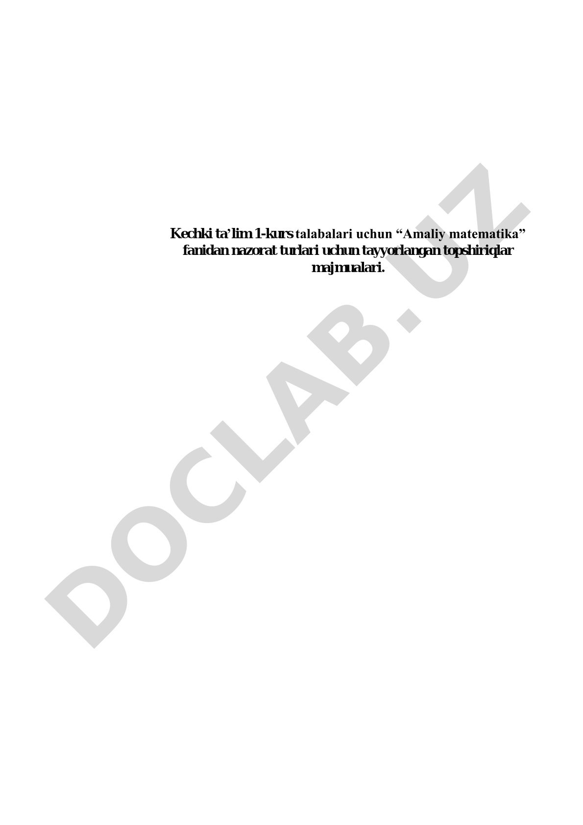 Amaliy matematika fanidan nazorat savollari
