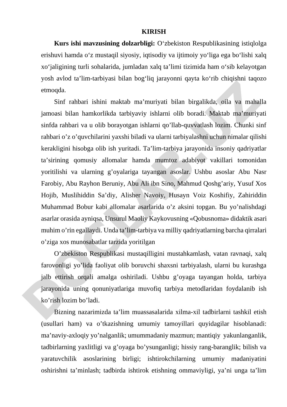 Sinf rahbarining tarbiyaviy ishlarida insoniy qadriyatlar