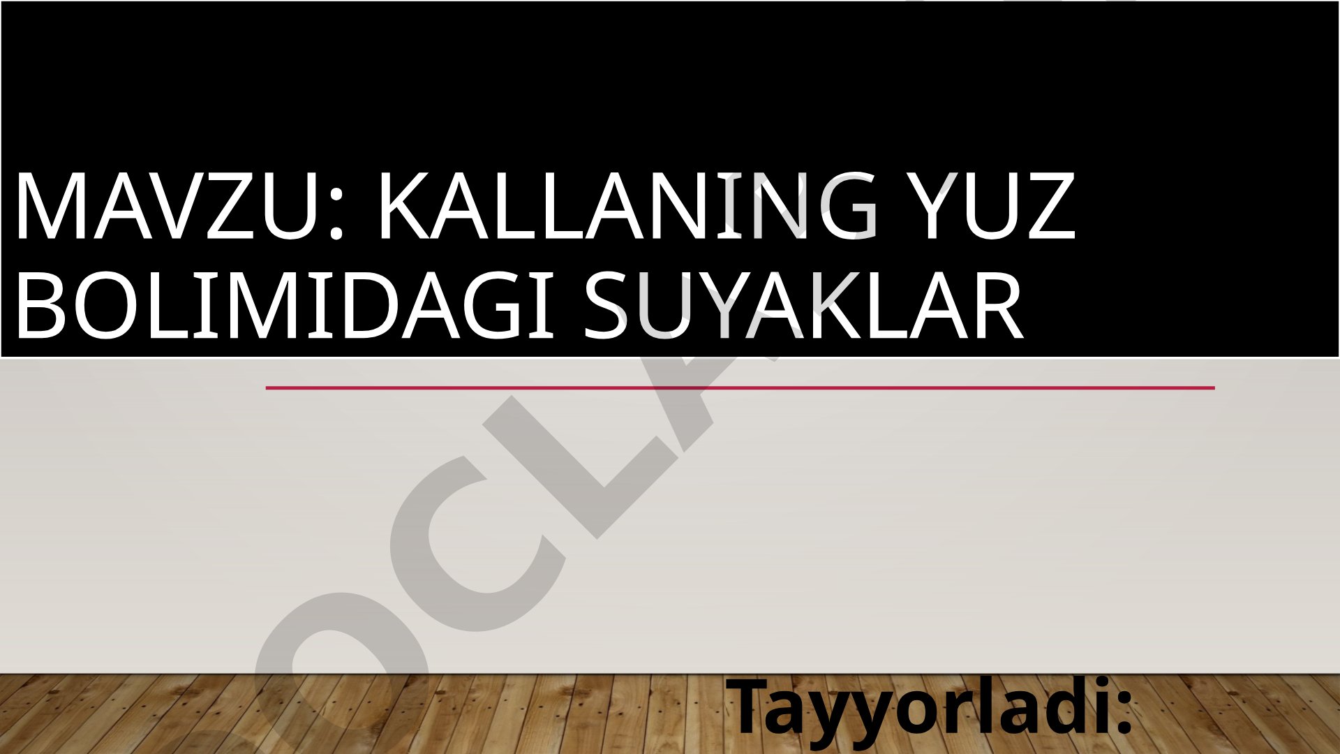 Kallaning yuz bolimidagi suyaklar