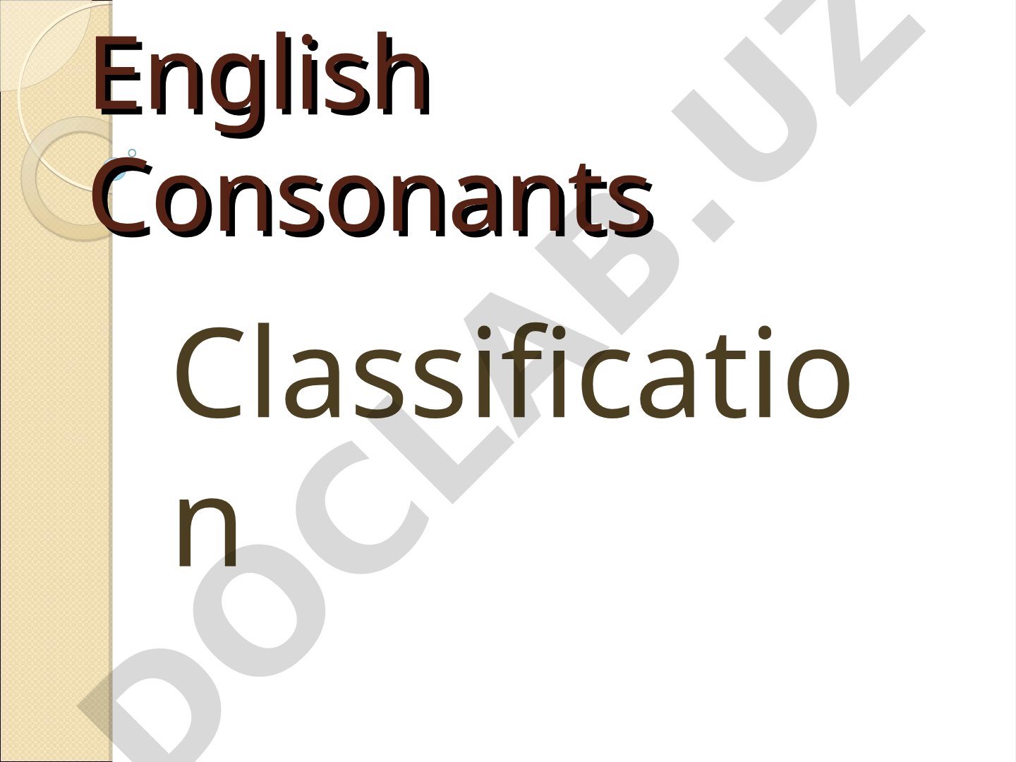 Classification of English consonants by articulation place and active organ