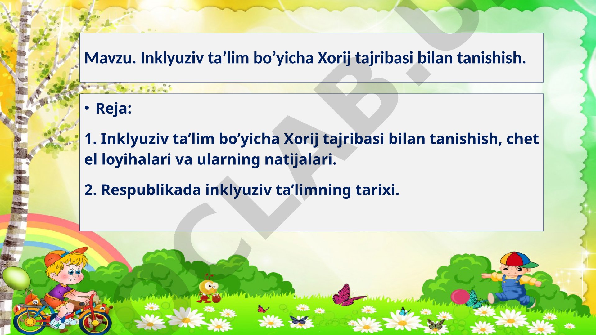 Inklyuziv ta’lim bo’yicha Xorij tajribasi bilan tanishish