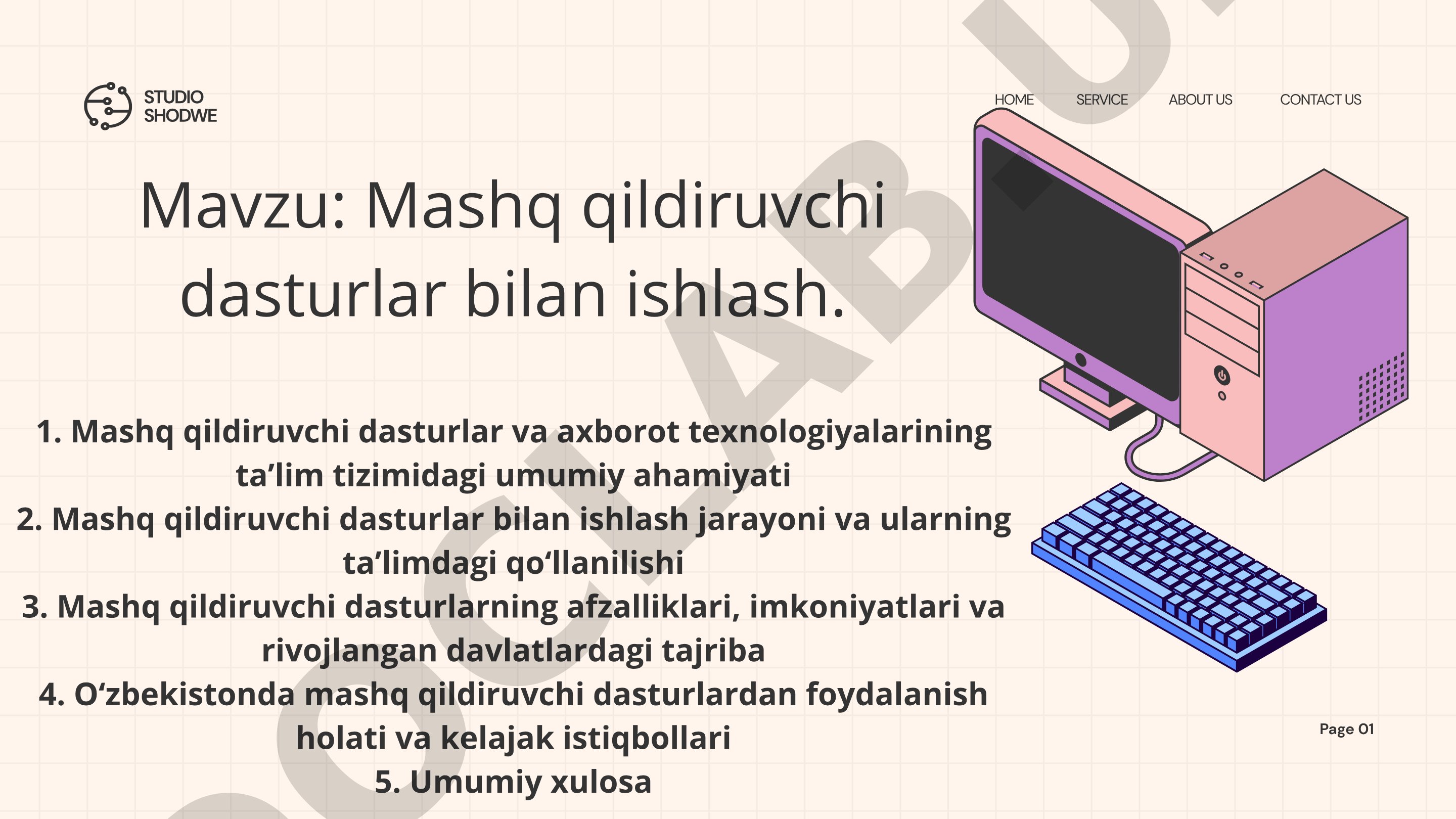Mashq qildiruvchi dasturlar bilan ishlash