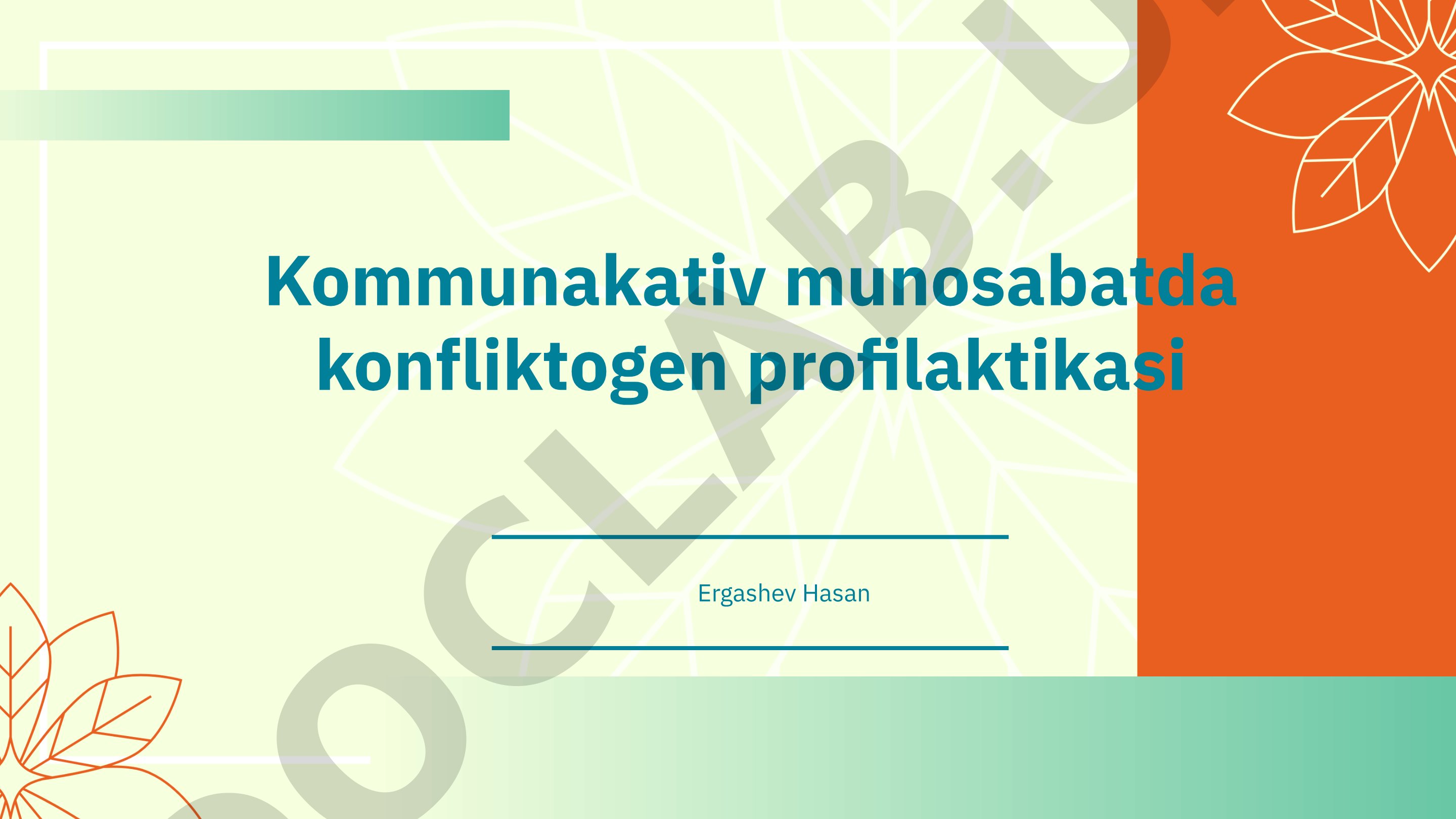 Kommunakativ munosabatda konfliktogen profilaktikasi