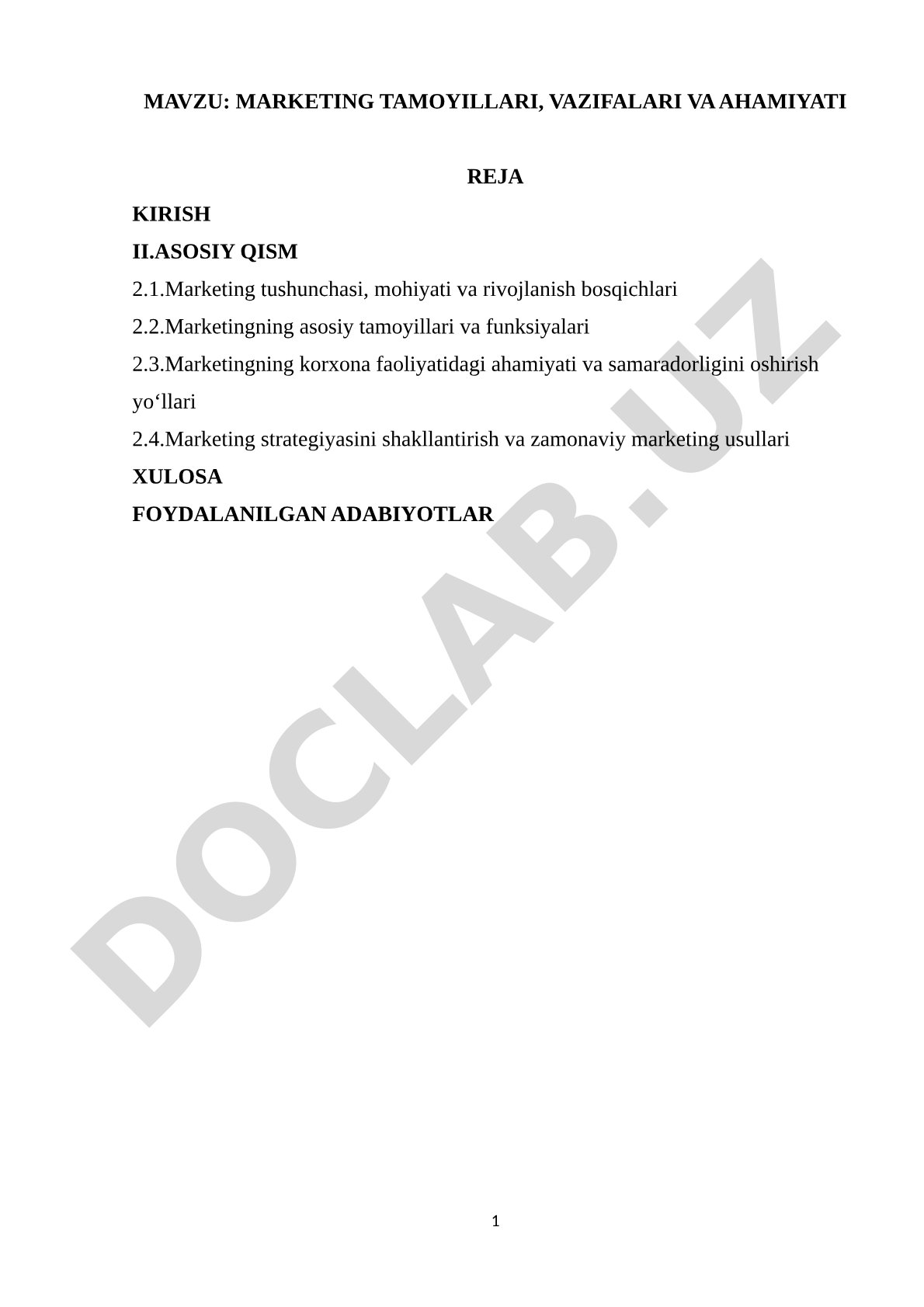 Marketing tamoyillari, vazifalari va ahamiyati
