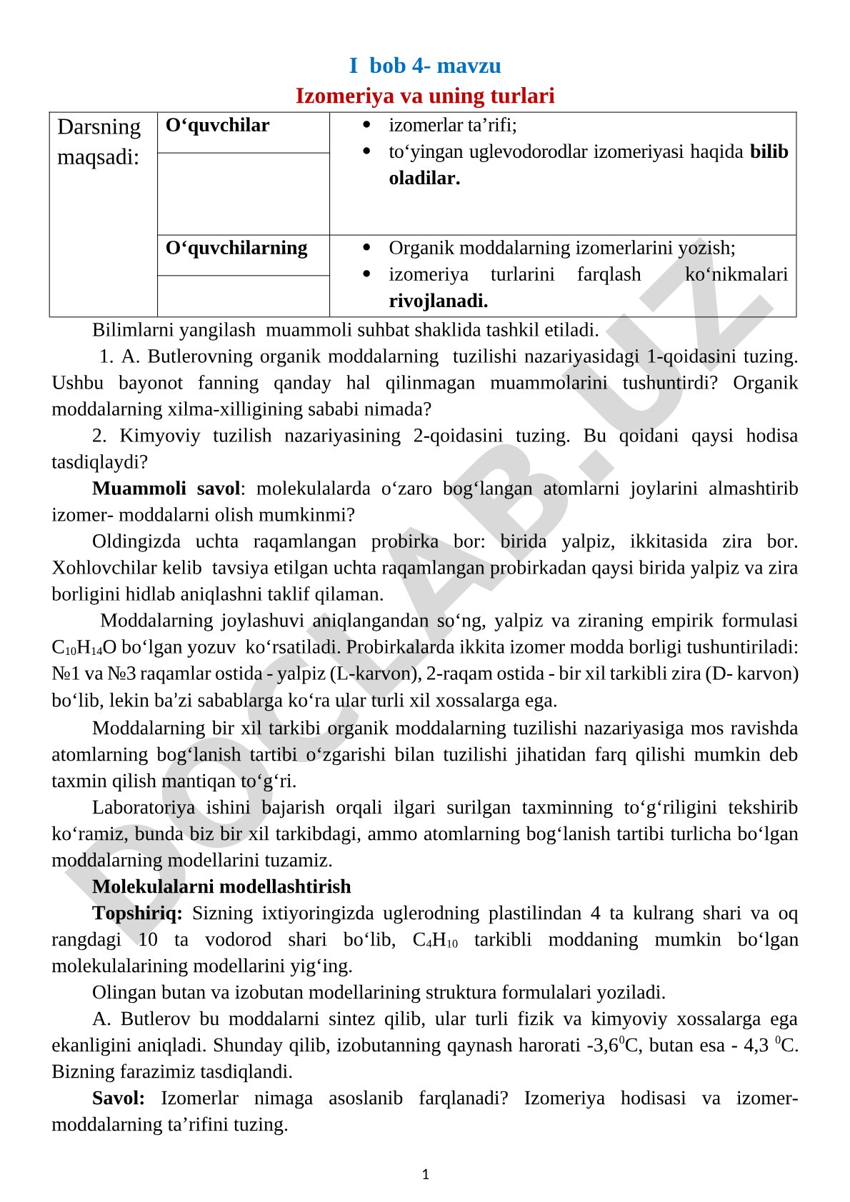 Izomeriya va uning turlari
