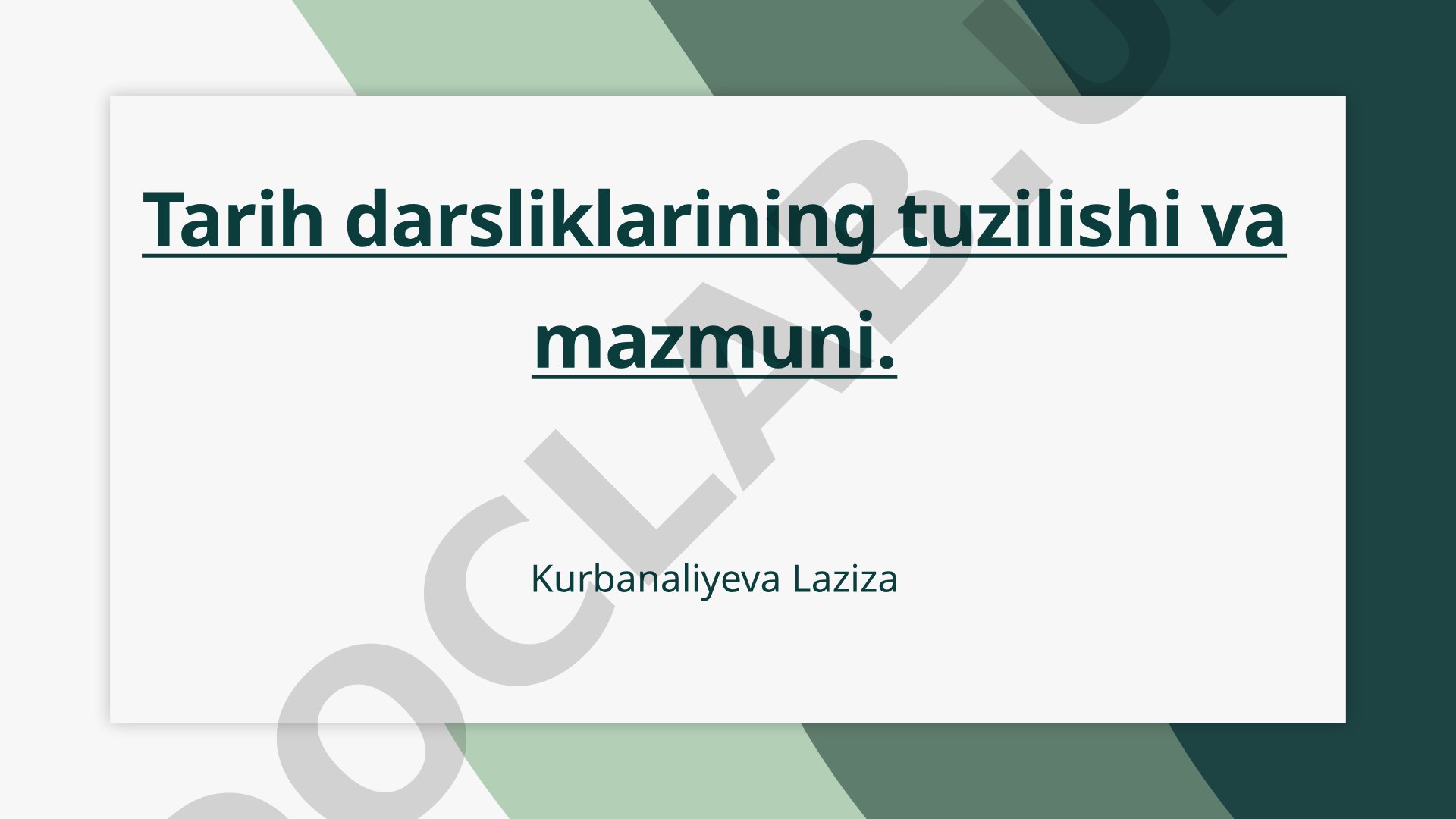 Tarix darsliklarining tuzilishi va mazmuni