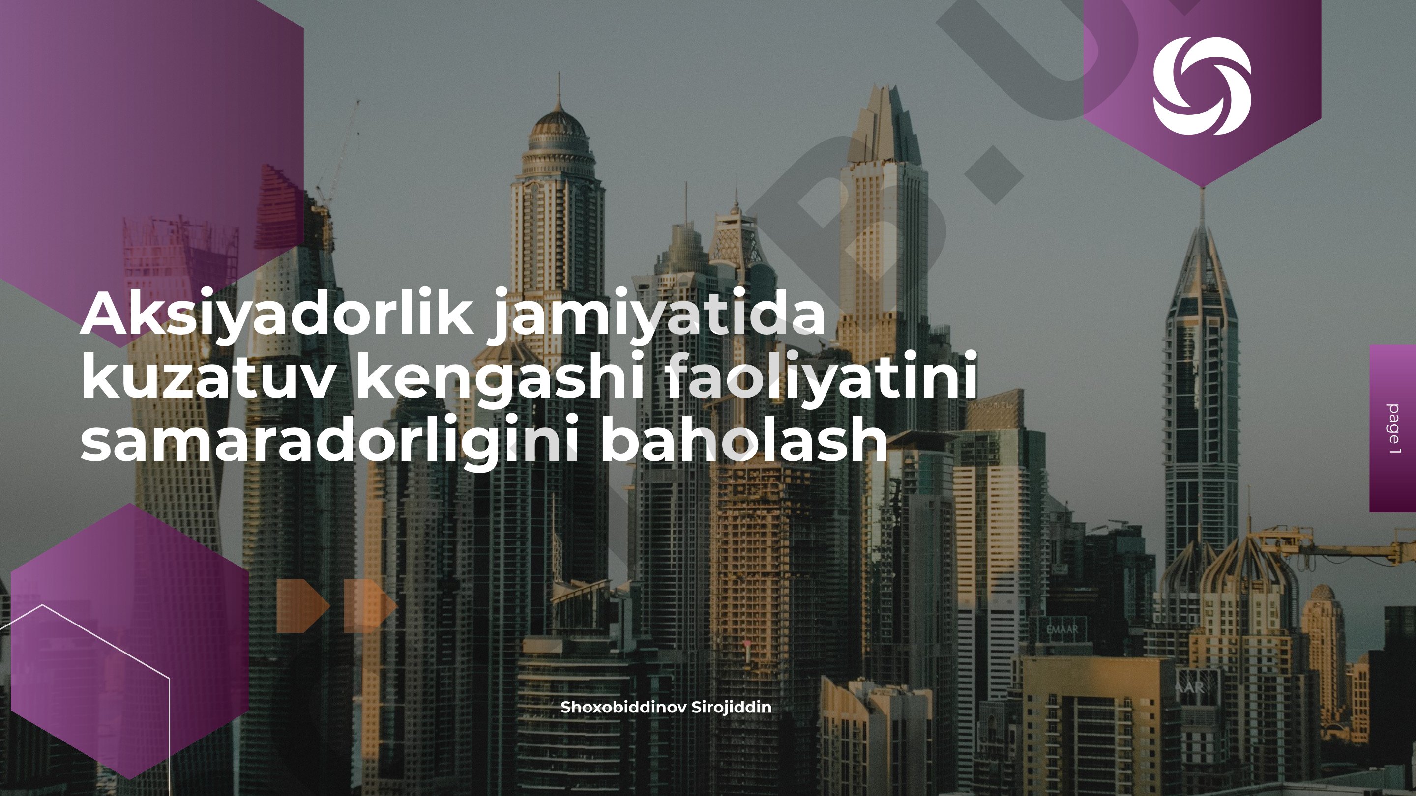 Aksiyadorlik jamiyatida kuzatuv kengashi faoliyatini samaradorligini baholash
