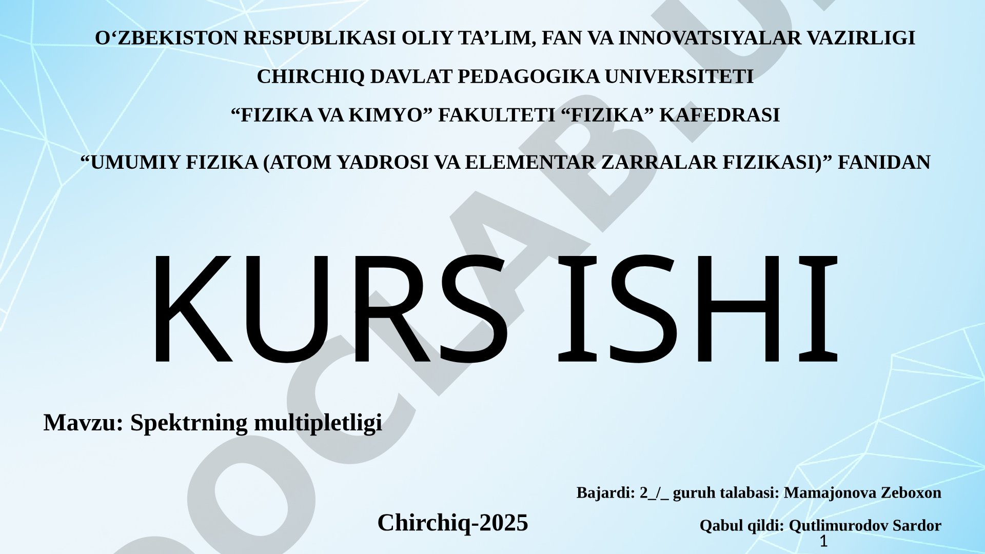 Spektrning multipletligi