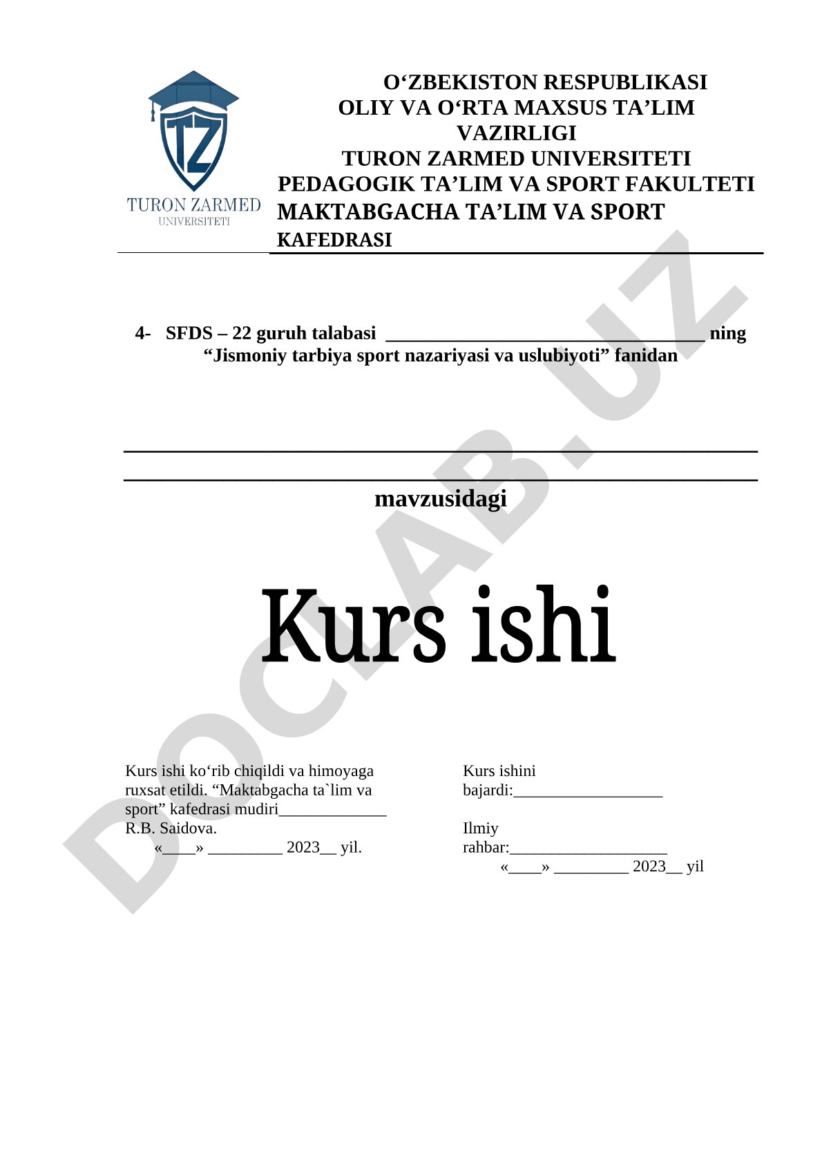 Jismoniy tarbiya sport nazariyasi va uslubiyoti