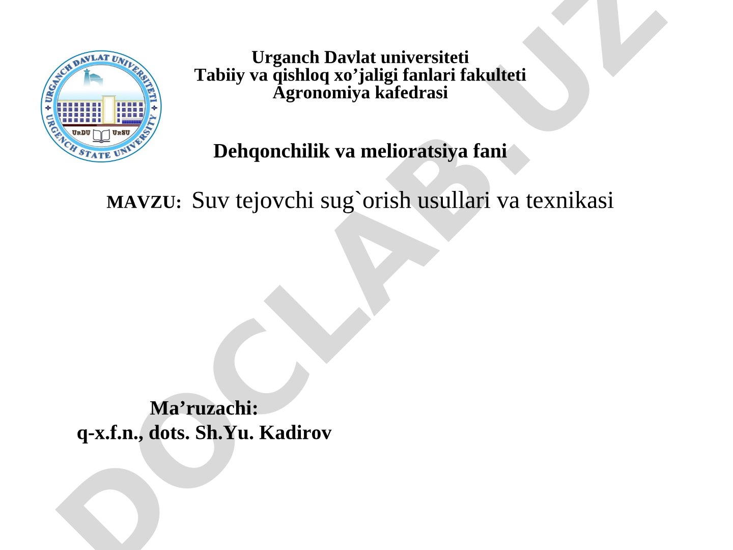 Suv tejovchi sug`orish usullari va texnikasi