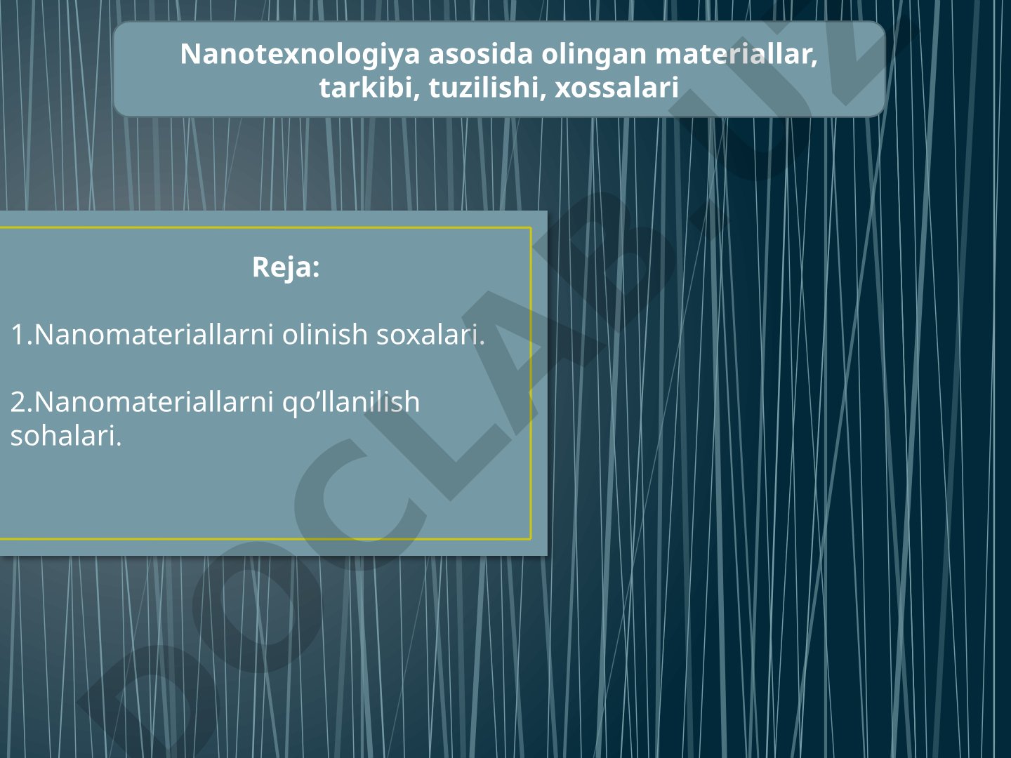 Nanotexnologiya asosida olingan materiallar, tarkibi, tuzilishi, xossalari