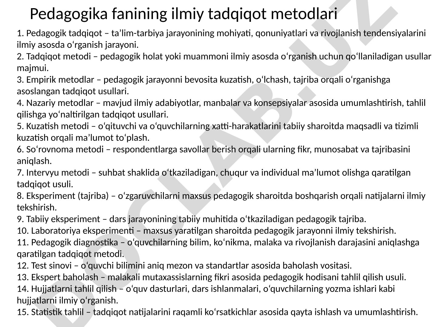 Pedagogik tadqiqot metodlari