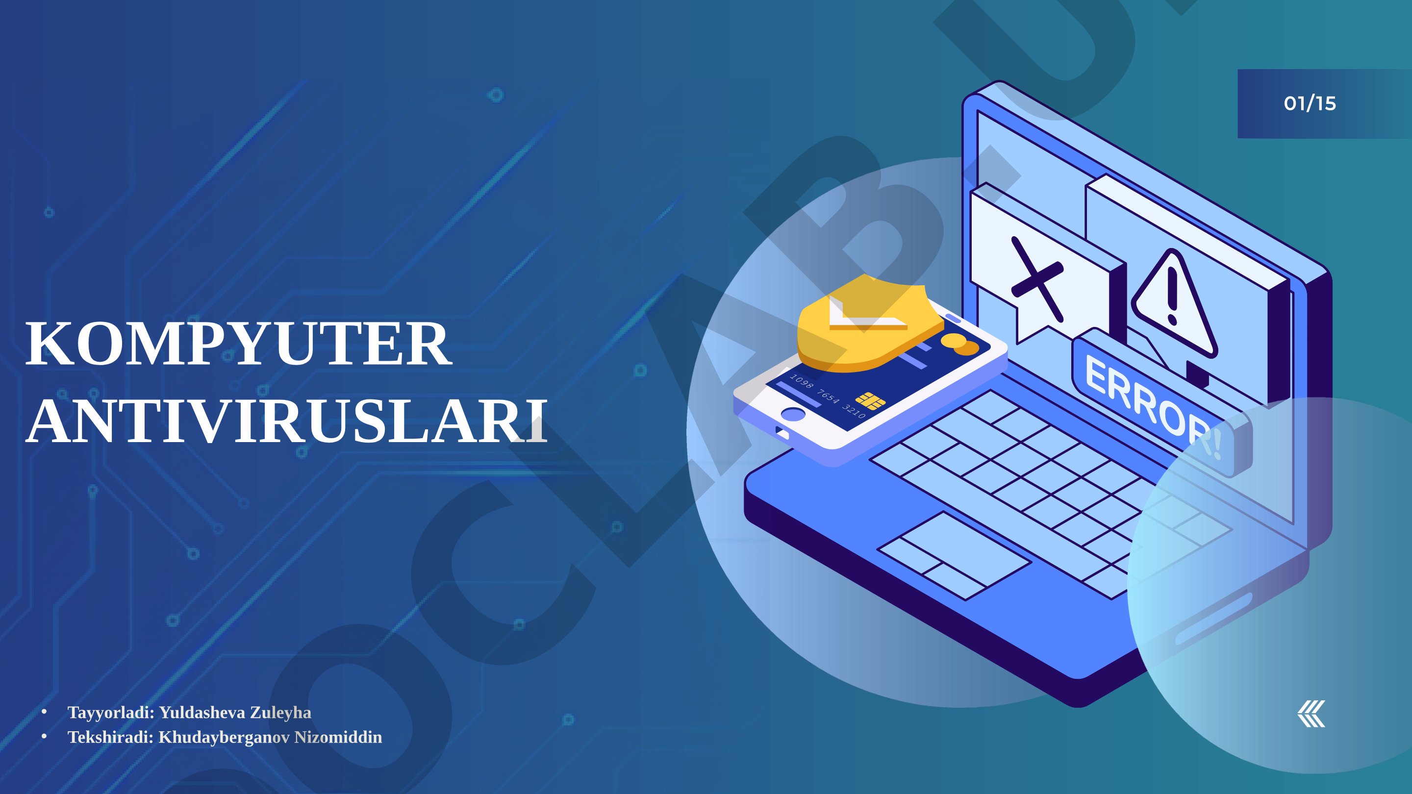 Antivirus dasturlarining vazifalari, turlari va mashhur misollari haqida taqdimot