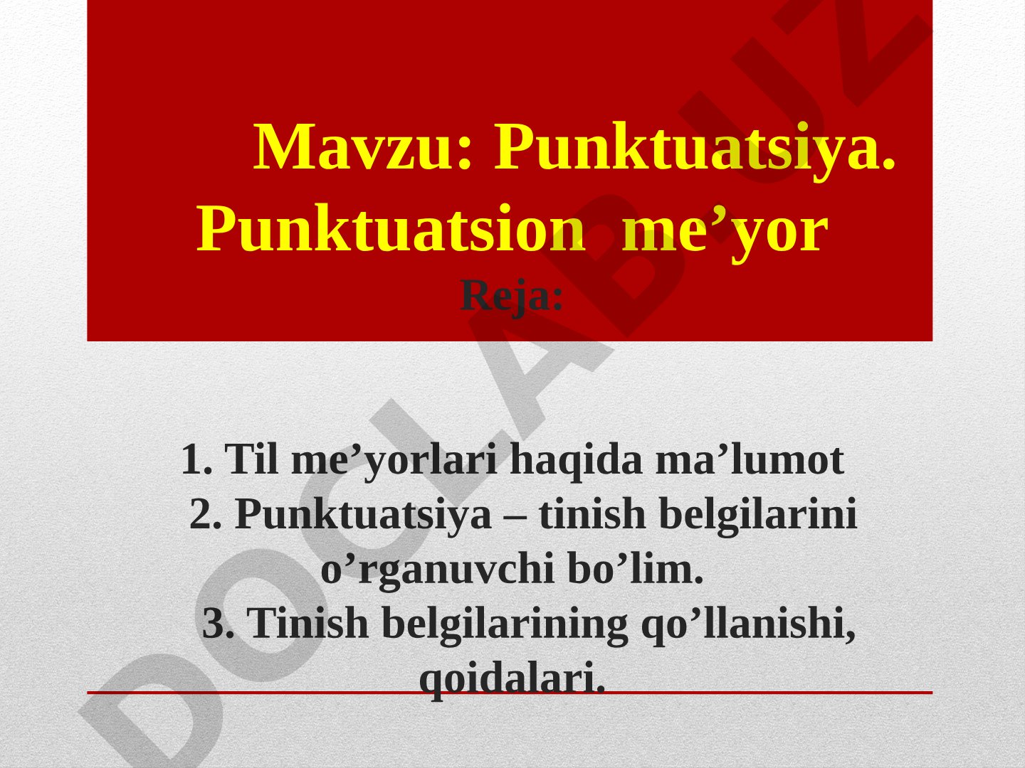Punktuatsiya. Punktuatsion me’yor