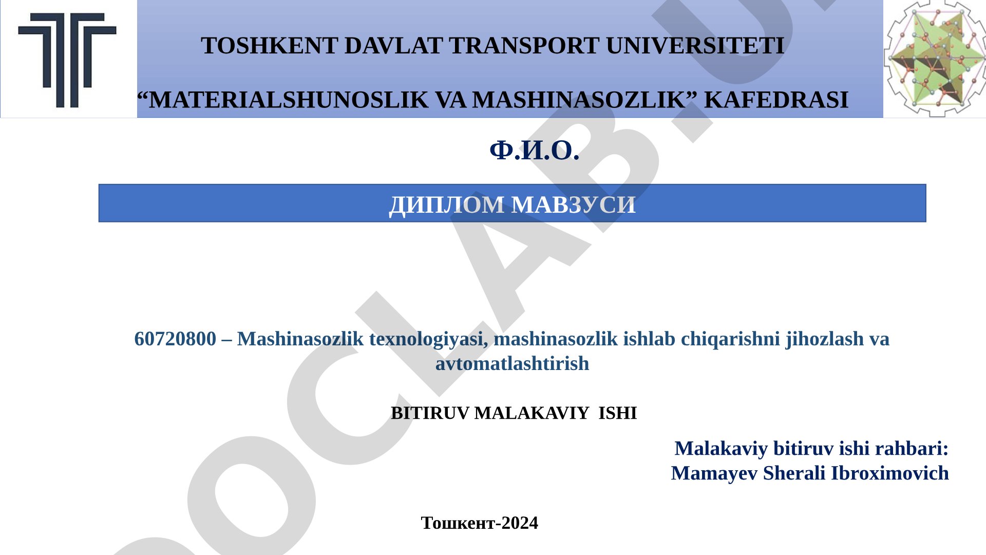 Temir yo'l transportida mashinasozlik mashinalarini xizmat muddatini uzaytirish