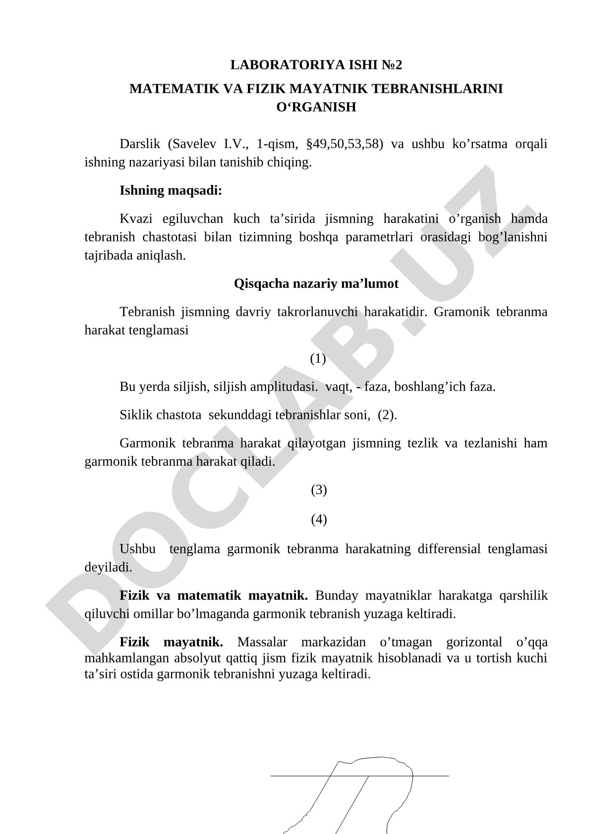 Matematik va fizik mayatnik tebranishlarini o‘rganish