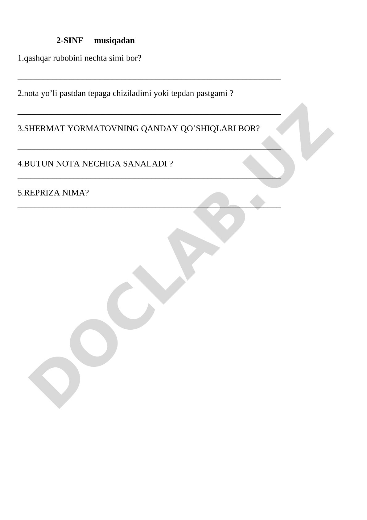 2-SINF musiqadan